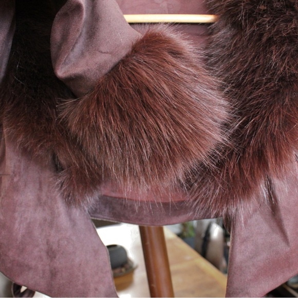 For Love And Lemons Brown Teddy Jacket with Faux Fur Trim - Picture 3 of 5